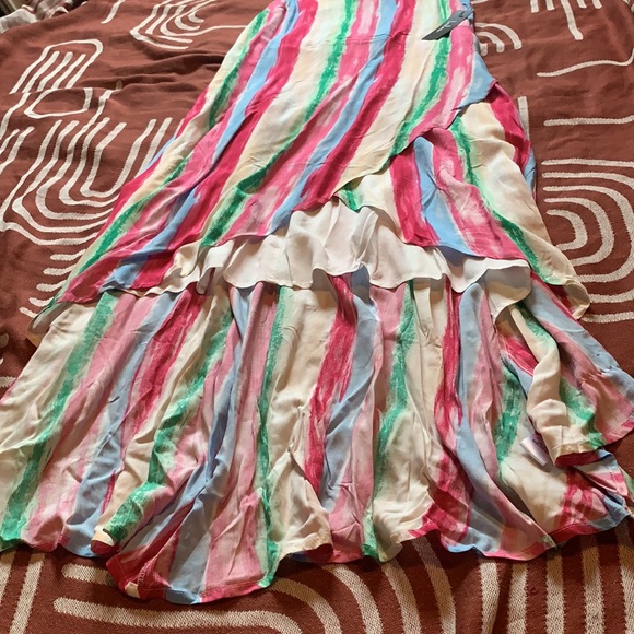 Lulu’s Brushstroke Multi Stripe High-Low Dress - Picture 6 of 10